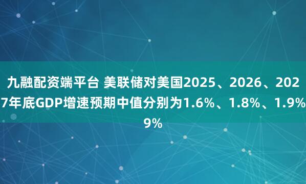 九融配资端平台 美联储对美国2025、2026、2027年底GDP增速预期中值分别为1.6%、1.8%、1.9%